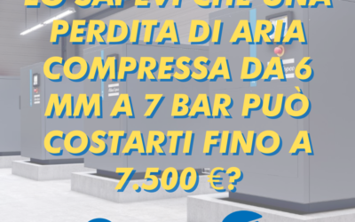 Lo sapevi che una perdita di aria compressa da 6 mm a 7 bar può costarti fino a 7.500 €?